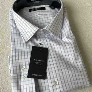 Nordstrom Men Dress Shirt Traditional Fit 17.5 36-37 NWT